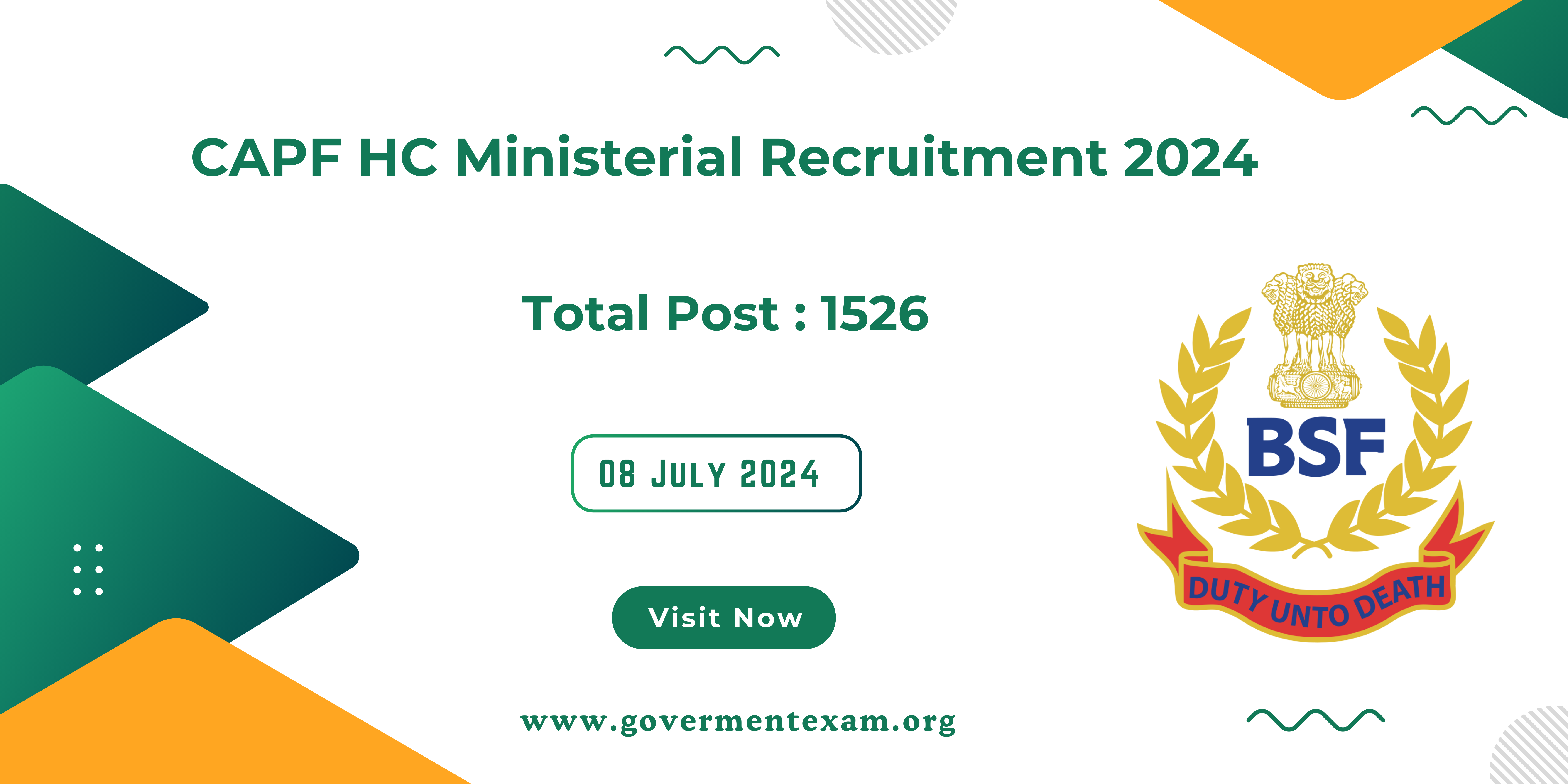 CAPF HC Ministerial Jobs Now Open: 1526 Positions